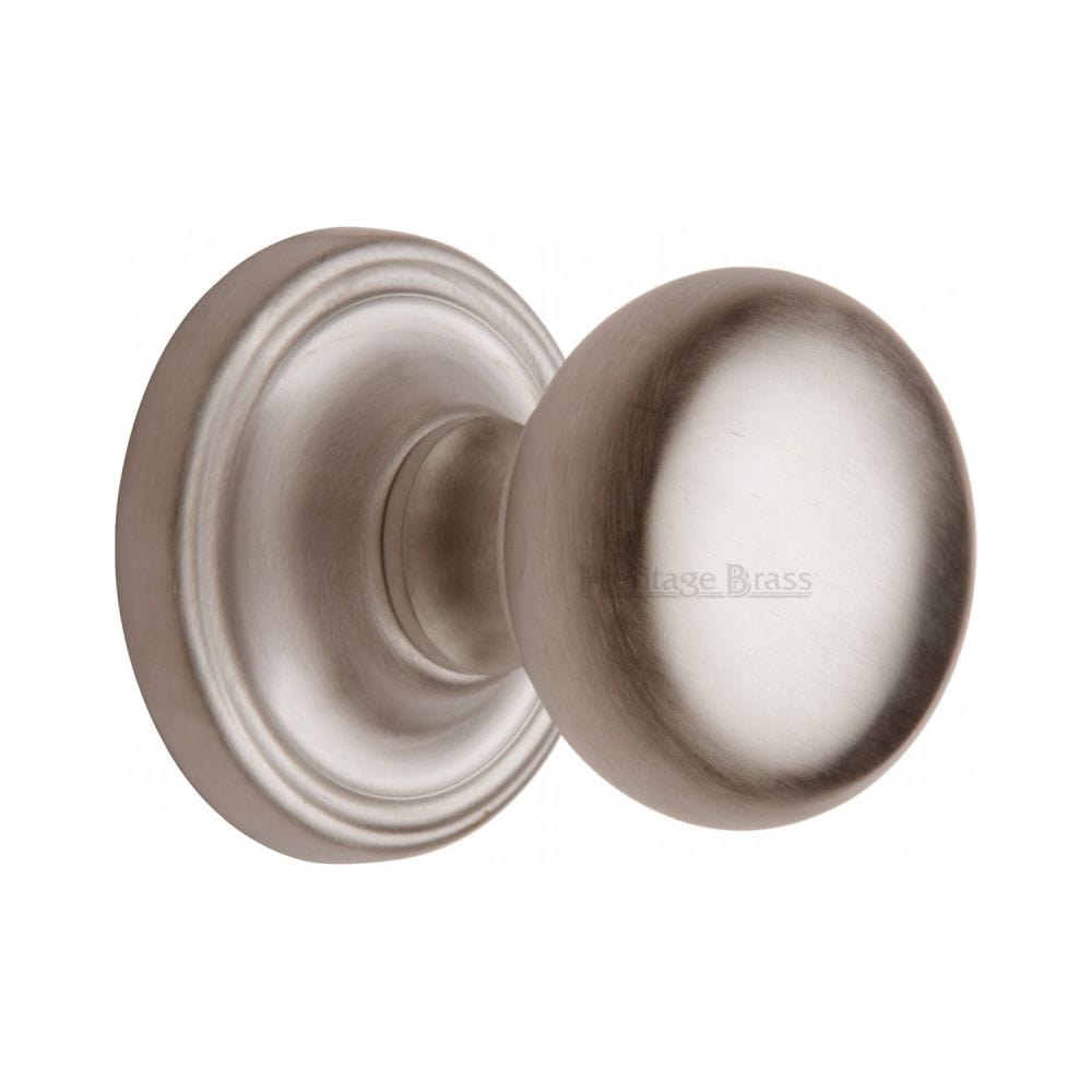 Heritage Brass Door Furniture Satin Nickel / Mortice Knobs Heritage Brass - Mortice Knob on Rose Hampstead Design Satin Nickel Finish