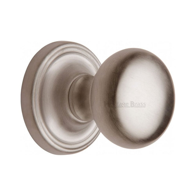 Heritage Brass Door Furniture Satin Nickel / Mortice Knobs Heritage Brass - Mortice Knob on Rose Hampstead Design Satin Nickel Finish