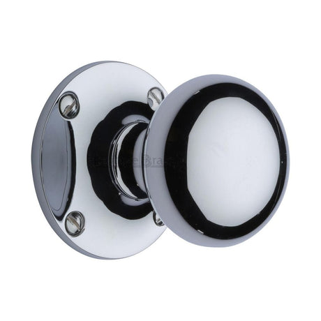Heritage Brass Door Furniture Polished Chrome / Mortice Knobs Heritage Brass - Mortice Knob on Rose Kensington Design Polished Chrome Finish