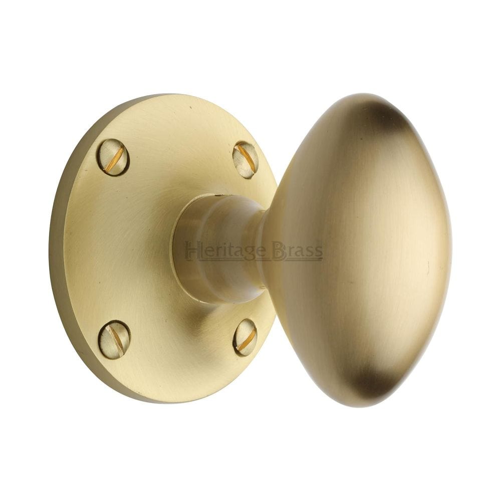Heritage Brass Door Furniture Satin Brass / Mortice Knobs Heritage Brass - Mortice Knob on Rose Mayfair Design Satin Brass Finish