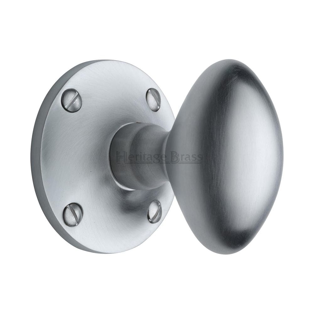Heritage Brass Door Furniture Satin Chrome / Mortice Knobs Heritage Brass - Mortice Knob on Rose Mayfair Design Satin Chrome Finish