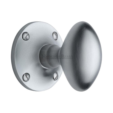 Heritage Brass Door Furniture Satin Chrome / Mortice Knobs Heritage Brass - Mortice Knob on Rose Mayfair Design Satin Chrome Finish