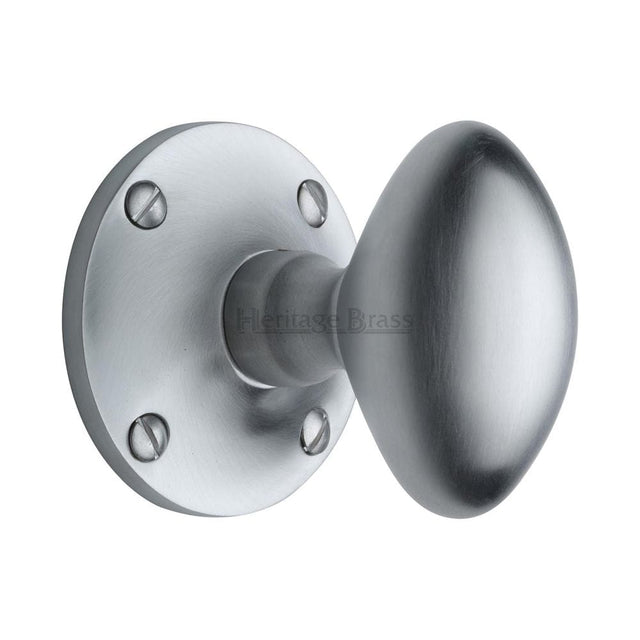 Heritage Brass Door Furniture Satin Chrome / Mortice Knobs Heritage Brass - Mortice Knob on Rose Mayfair Design Satin Chrome Finish