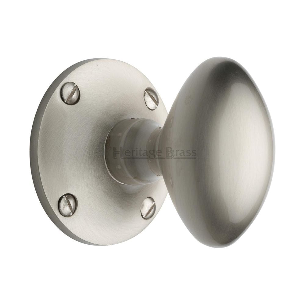 Heritage Brass Door Furniture Satin Nickel / Mortice Knobs Heritage Brass - Mortice Knob on Rose Mayfair Design Satin Nickel Finish