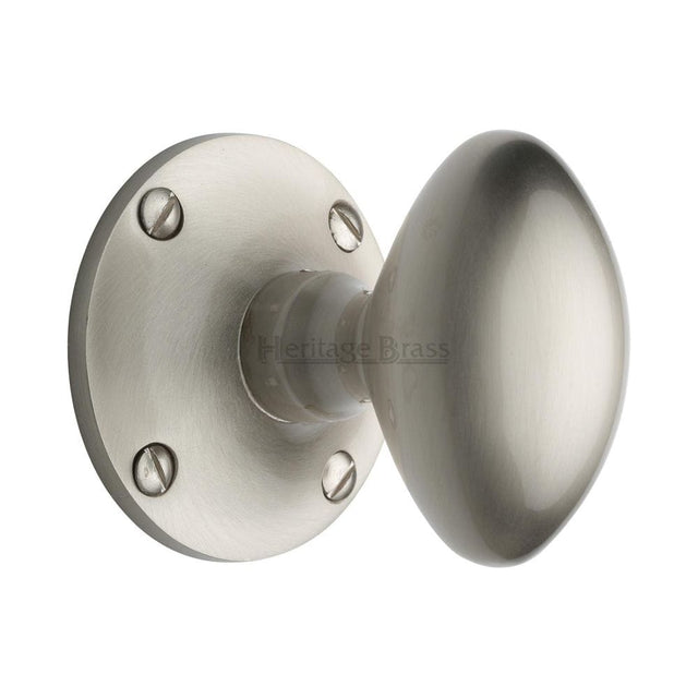 Heritage Brass Door Furniture Satin Nickel / Mortice Knobs Heritage Brass - Mortice Knob on Rose Mayfair Design Satin Nickel Finish