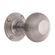 Heritage Brass Door Furniture Satin Chrome / Mortice Knobs Heritage Brass - Mortice Knob on Rose Reeded Design Satin Chrome Finish