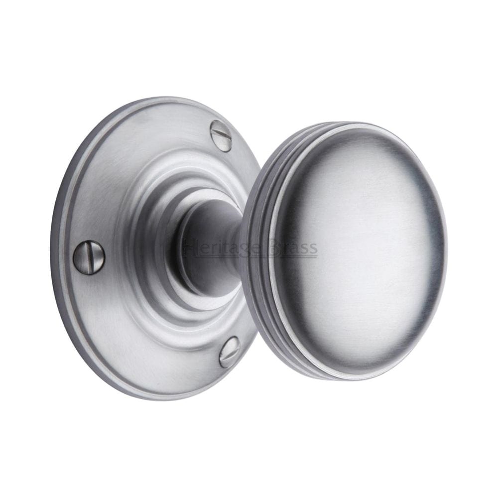 Heritage Brass Door Furniture Satin Chrome / Mortice Knobs Heritage Brass - Mortice Knob on Rose Richmond Design Satin Chrome Finish