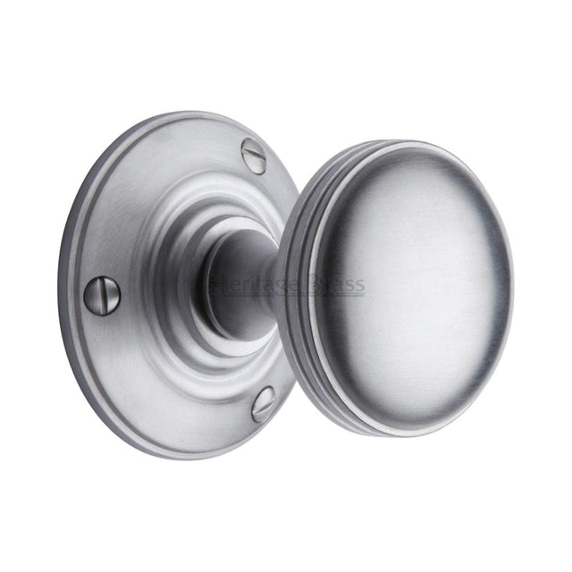 Heritage Brass Door Furniture Satin Chrome / Mortice Knobs Heritage Brass - Mortice Knob on Rose Richmond Design Satin Chrome Finish