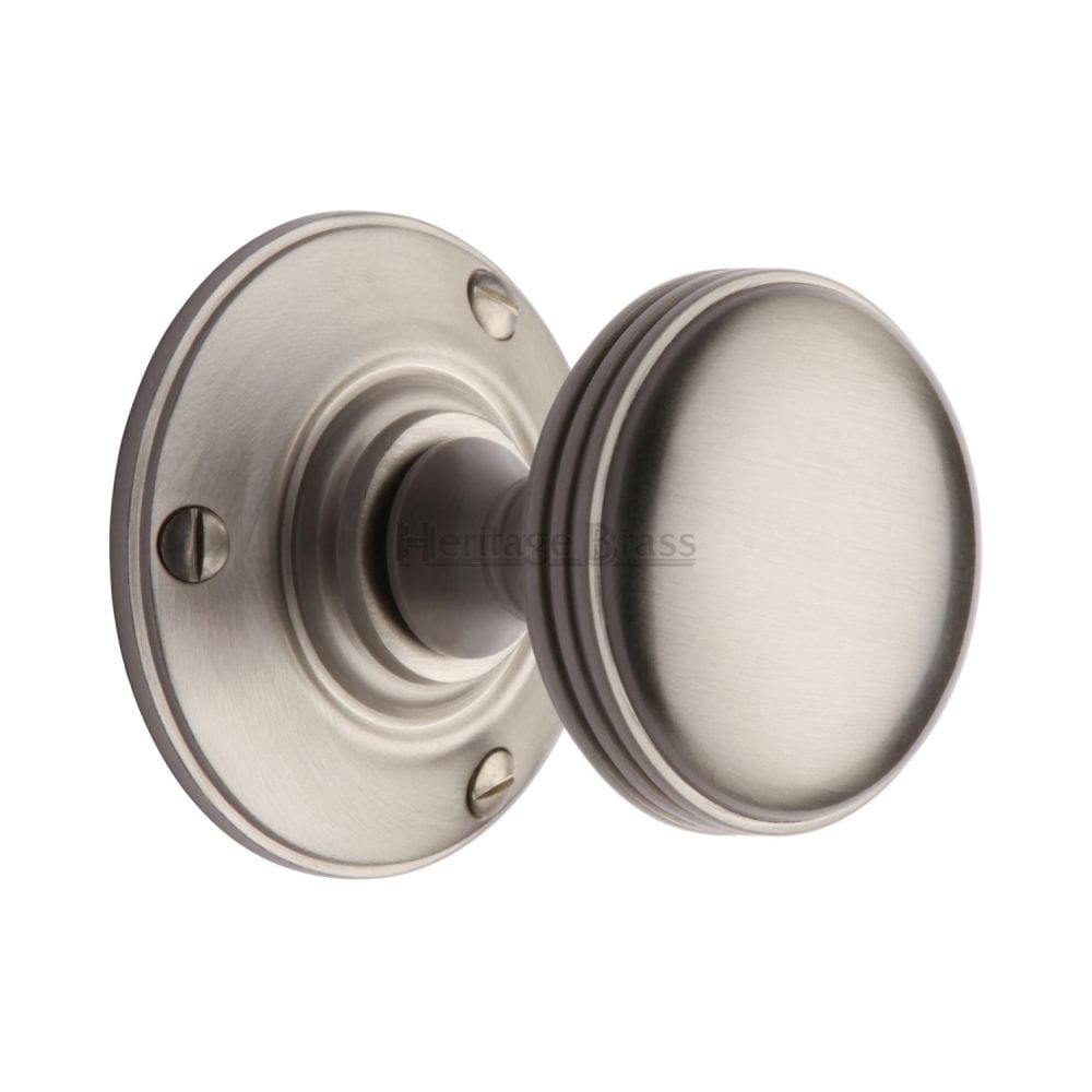 Heritage Brass Door Furniture Satin Nickel / Mortice Knobs Heritage Brass - Mortice Knob on Rose Richmond Design Satin Nickel Finish