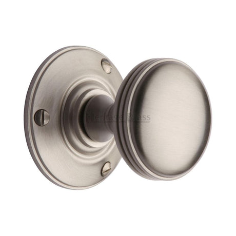 Heritage Brass Door Furniture Satin Nickel / Mortice Knobs Heritage Brass - Mortice Knob on Rose Richmond Design Satin Nickel Finish