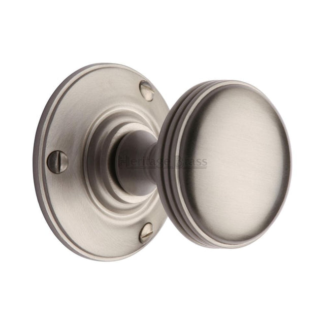 Heritage Brass Door Furniture Satin Nickel / Mortice Knobs Heritage Brass - Mortice Knob on Rose Richmond Design Satin Nickel Finish