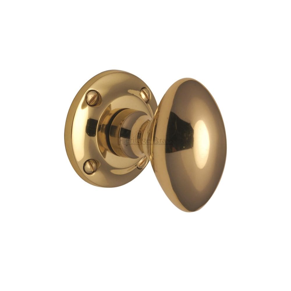 Heritage Brass Door Furniture Polished Brass / Mortice Knobs Heritage Brass - Mortice Knob on Rose Suffolk Design Polished Brass Finish