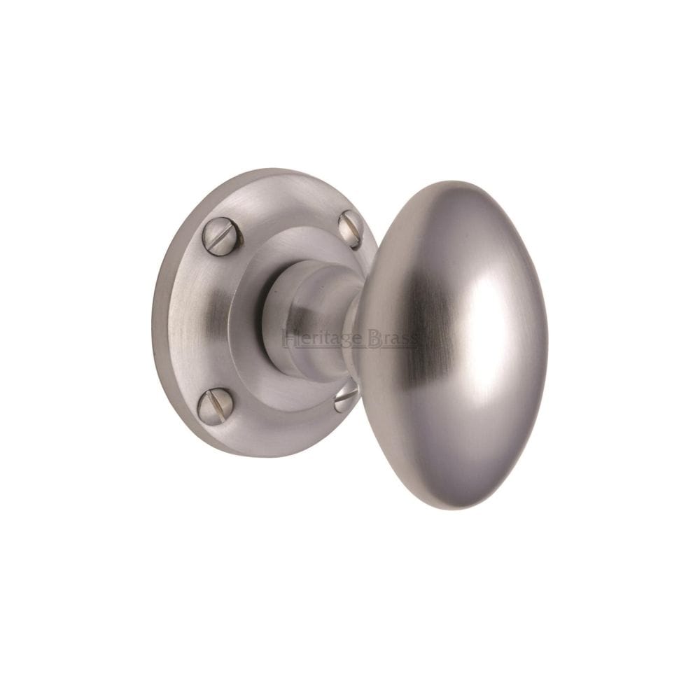 Heritage Brass Door Furniture Satin Chrome / Mortice Knobs Heritage Brass - Mortice Knob on Rose Suffolk Design Satin Chrome Finish