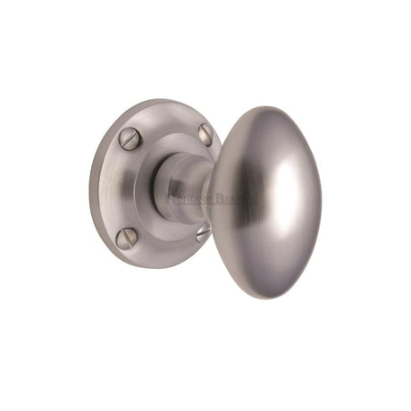Heritage Brass Door Furniture Satin Chrome / Mortice Knobs Heritage Brass - Mortice Knob on Rose Suffolk Design Satin Chrome Finish