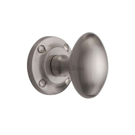 Heritage Brass Door Furniture Satin Nickel / Mortice Knobs Heritage Brass - Mortice Knob on Rose Suffolk Design Satin Nickel Finish