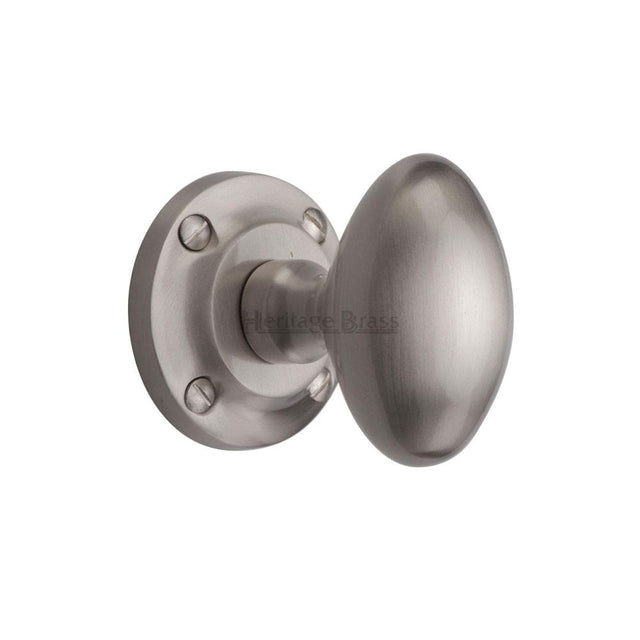 Heritage Brass Door Furniture Satin Nickel / Mortice Knobs Heritage Brass - Mortice Knob on Rose Suffolk Design Satin Nickel Finish