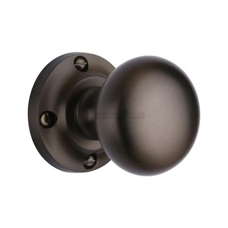 Heritage Brass Door Furniture Matt Bronze / Mortice Knobs Heritage Brass - Mortice Knob on Rose Victoria Design Matt Bronze Finish