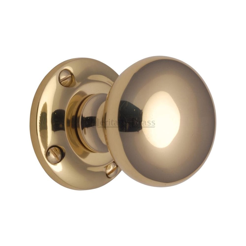 Heritage Brass Door Furniture Polished Brass / Mortice Knobs Heritage Brass - Mortice Knob on Rose Victoria Design Polished Brass Finish