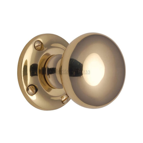 Heritage Brass Door Furniture Polished Brass / Mortice Knobs Heritage Brass - Mortice Knob on Rose Victoria Design Polished Brass Finish