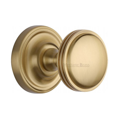 Heritage Brass Door Furniture Satin Brass / Mortice Knobs Heritage Brass - Mortice Knob on Rose Whitehall Design Satin Brass Finish