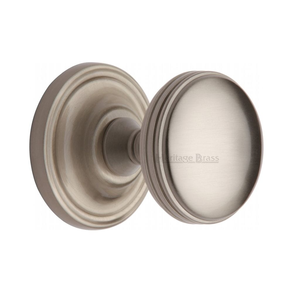 Heritage Brass Door Furniture Satin Nickel / Mortice Knobs Heritage Brass - Mortice Knob on Rose Whitehall Design Satin Nickel Finish