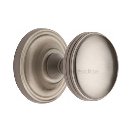 Heritage Brass Door Furniture Satin Nickel / Mortice Knobs Heritage Brass - Mortice Knob on Rose Whitehall Design Satin Nickel Finish