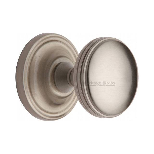 Heritage Brass Door Furniture Satin Nickel / Mortice Knobs Heritage Brass - Mortice Knob on Rose Whitehall Design Satin Nickel Finish