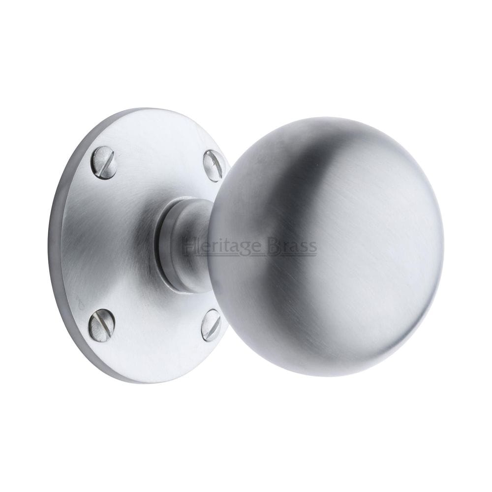 Heritage Brass Door Furniture Satin Chrome / Mortice Knobs Heritage Brass - Mortice Knob Westminster Design Satin Chrome Finish