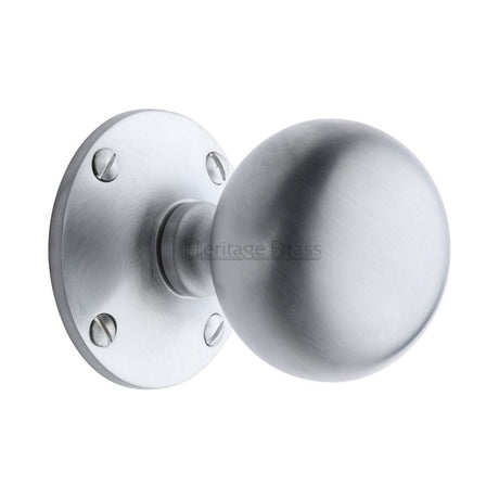 Heritage Brass Door Furniture Satin Chrome / Mortice Knobs Heritage Brass - Mortice Knob Westminster Design Satin Chrome Finish