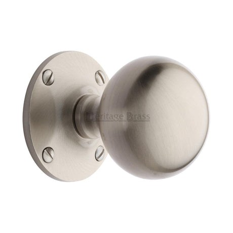 Heritage Brass Door Furniture Satin Nickel / Mortice Knobs Heritage Brass - Mortice Knob Westminster Design Satin Nickel Finish