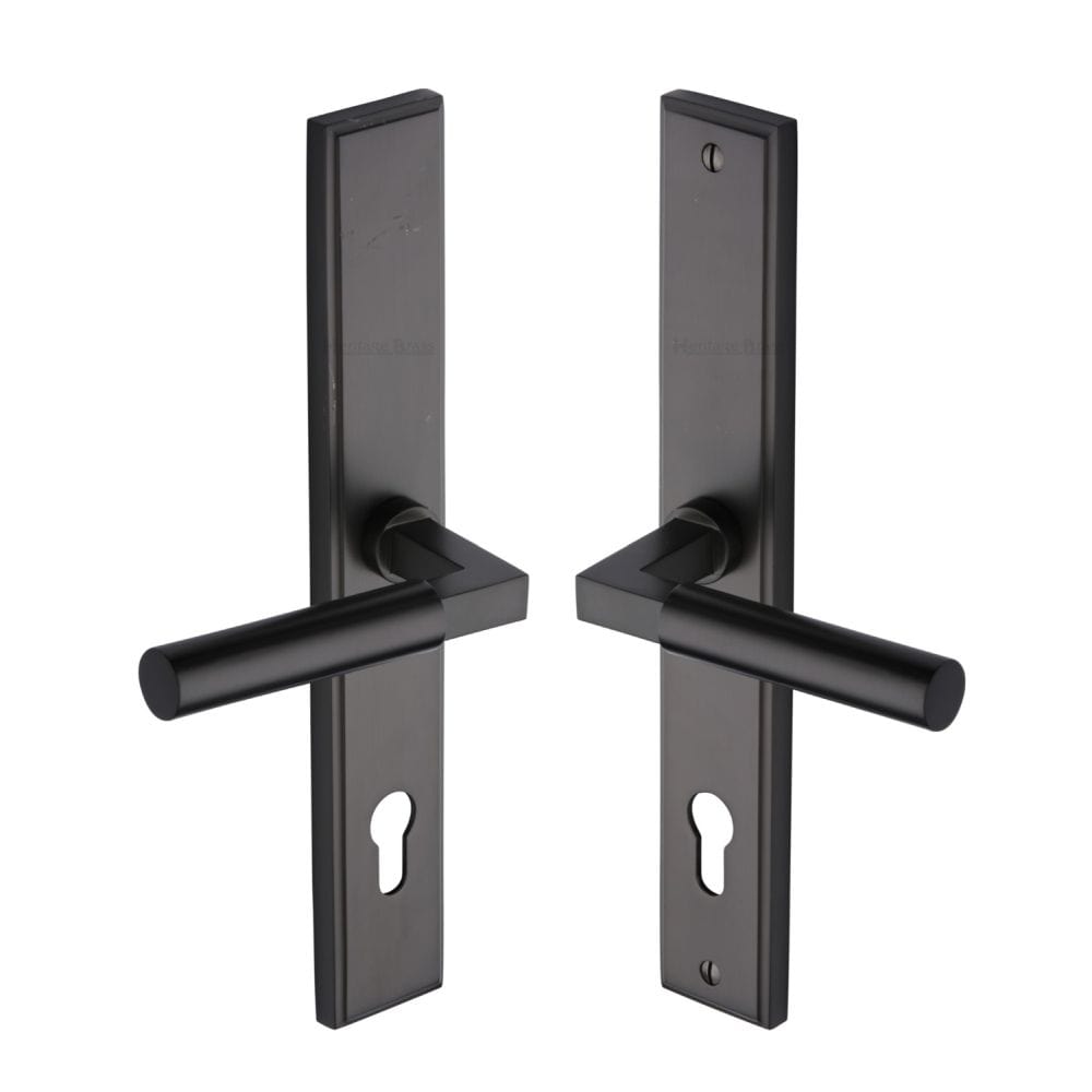 Heritage Brass Door Furniture Matt Bronze / Multi Point Lock Set / 92mm c/c Heritage Brass - Multi-Point Door Handle Lever Lock Bauhaus LH Design Matt Bronz