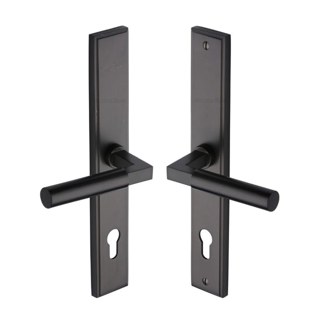 Heritage Brass Door Furniture Matt Bronze / Multi Point Lock Set / 92mm c/c Heritage Brass - Multi-Point Door Handle Lever Lock Bauhaus LH Design Matt Bronz