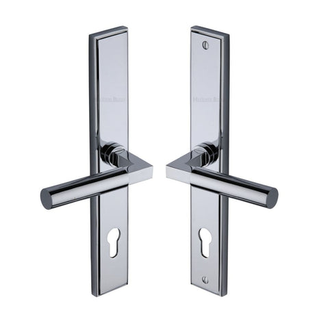 Heritage Brass Door Furniture Polished Chrome / Multi Point Lock Set / 92mm c/c Heritage Brass - Multi-Point Door Handle Lever Lock Bauhaus LH Design Polished Chrom
