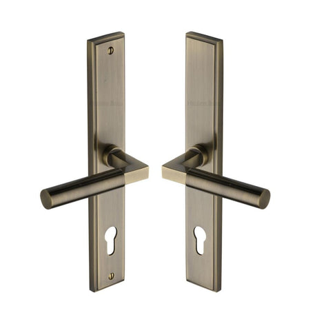 Heritage Brass Door Furniture Antique Brass / Multi Point Lock Set / 92mm c/c Heritage Brass - Multi-Point Door Handle Lever Lock Bauhaus RH Design Antique Brass