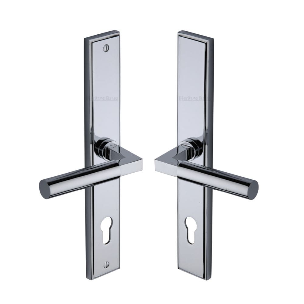 Heritage Brass Door Furniture Polished Chrome / Multi Point Lock Set / 92mm c/c Heritage Brass - Multi-Point Door Handle Lever Lock Bauhaus RH Design Polished Chrom