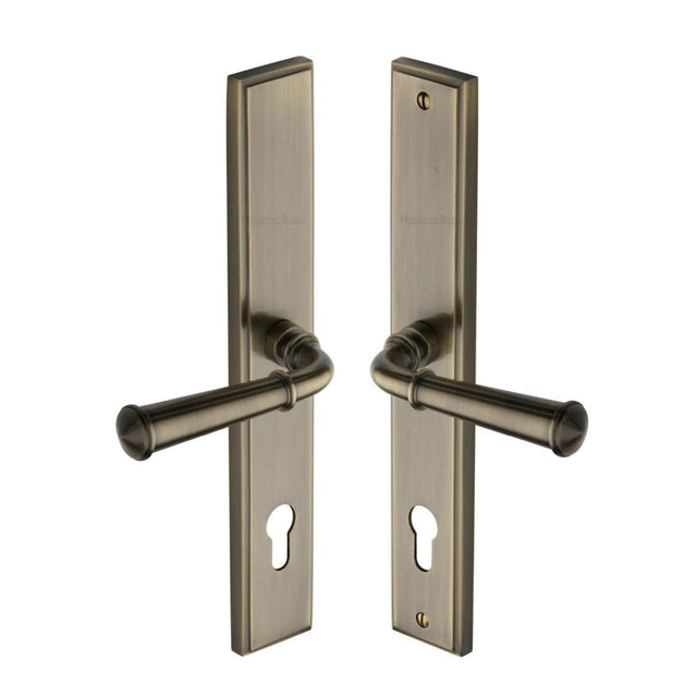 Heritage Brass Door Furniture Antique Brass / Multi Point Lock Set / 92mm c/c Heritage Brass - Multi-Point Door Handle Lever Lock Colonial LH Design Antique Bras