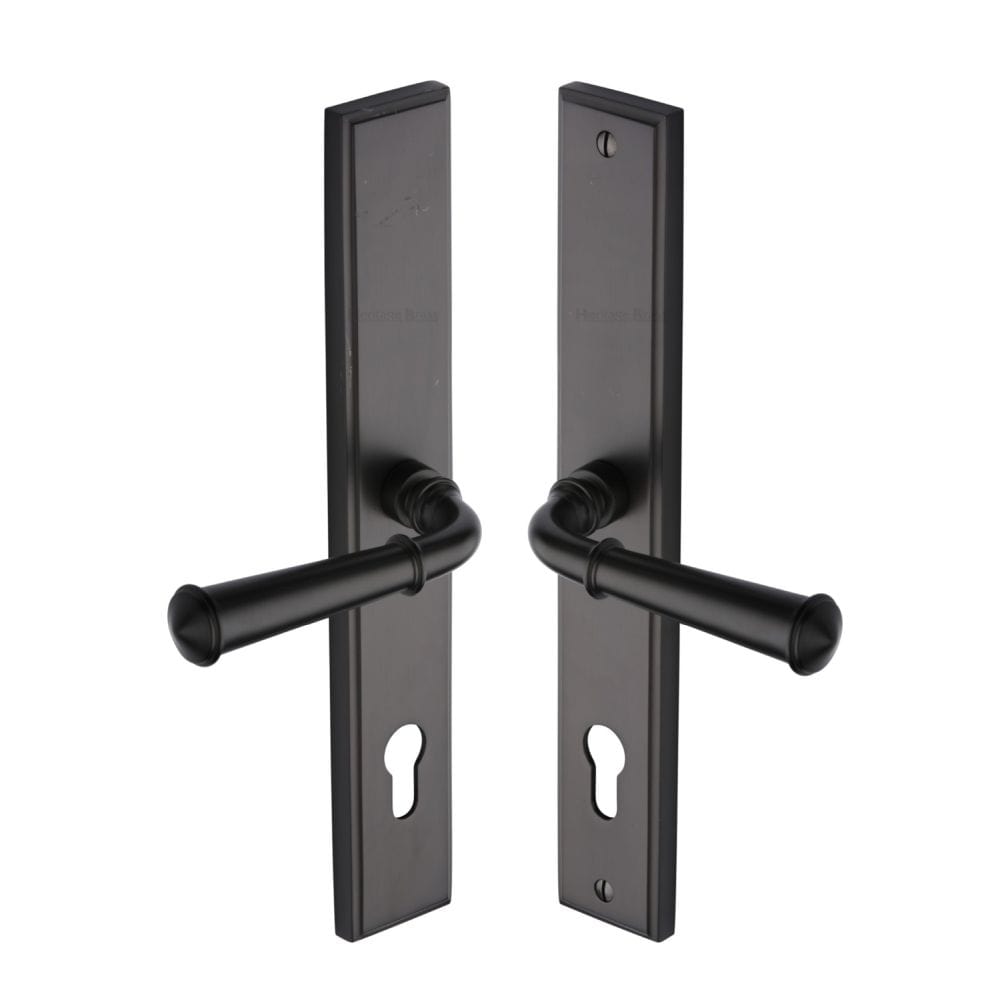 Heritage Brass Door Furniture Matt Bronze / Multi Point Lock Set / 92mm c/c Heritage Brass - Multi-Point Door Handle Lever Lock Colonial LH Design Matt Bron