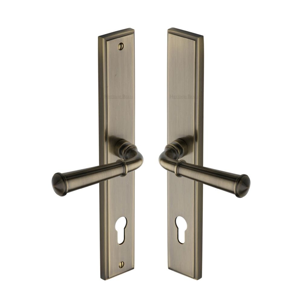 Heritage Brass Door Furniture Antique Brass / Multi Point Lock Set / 92mm c/c Heritage Brass - Multi-Point Door Handle Lever Lock Colonial RH Design Antique Bras