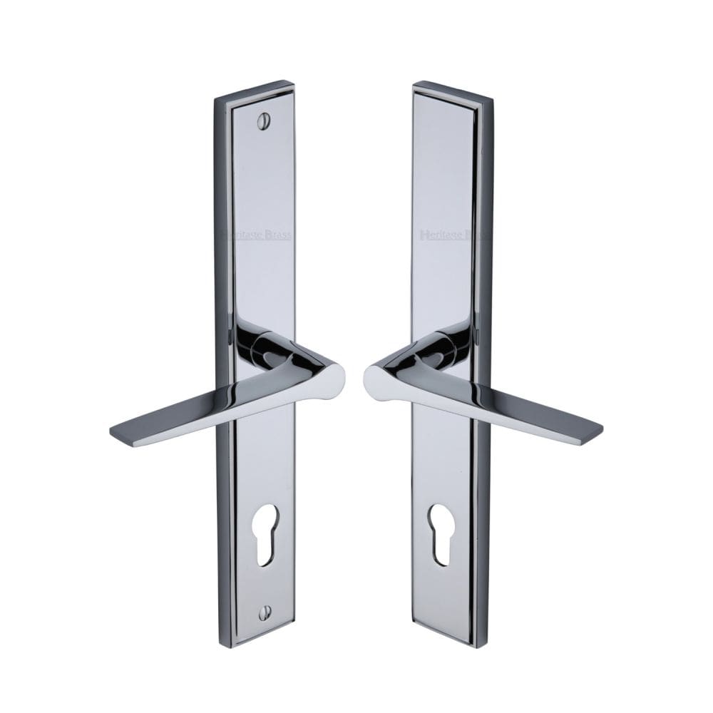 Heritage Brass Door Furniture Polished Chrome / Multi Point Lock Set / 92mm c/c Heritage Brass - Multi-Point Door Handle Lever Lock Gio RH Design Polished Chrome Fi