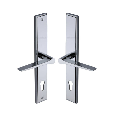 Heritage Brass Door Furniture Polished Chrome / Multi Point Lock Set / 92mm c/c Heritage Brass - Multi-Point Door Handle Lever Lock Gio RH Design Polished Chrome Fi