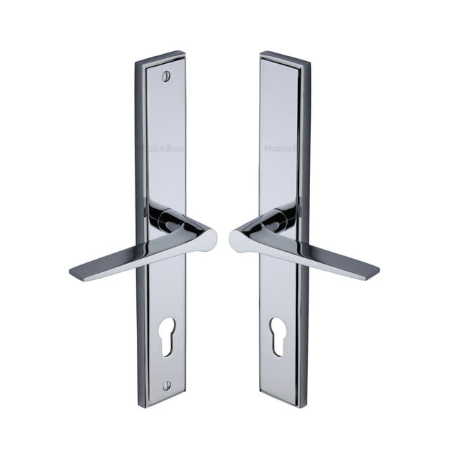 Heritage Brass Door Furniture Polished Chrome / Multi Point Lock Set / 92mm c/c Heritage Brass - Multi-Point Door Handle Lever Lock Gio RH Design Polished Chrome Fi