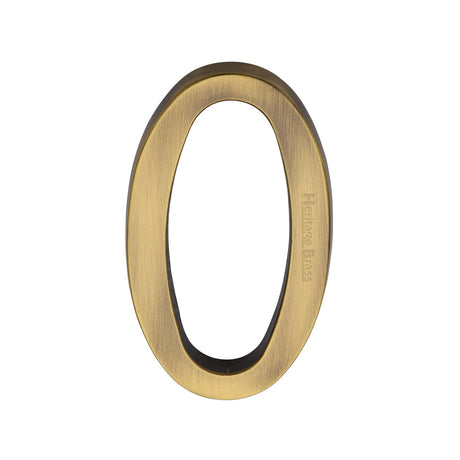 Heritage Brass Door Furniture Antique Brass / Numerals / 0 Heritage Brass - Numeral 0 Concealed Fix 76mm (3") Antique Brass finish