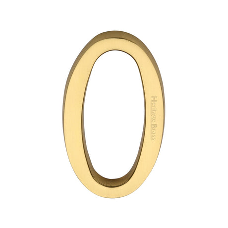 Heritage Brass Door Furniture Polished Brass / Numerals / 0 Heritage Brass - Numeral 0 Concealed Fix 76mm (3") Polished Brass finish