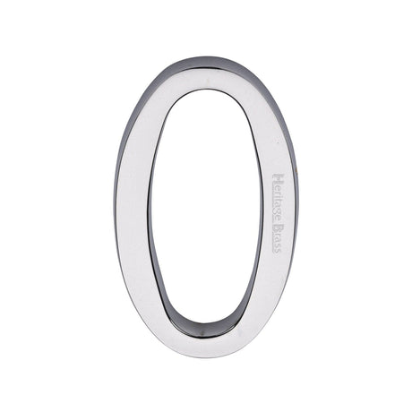 Heritage Brass Door Furniture Polished Chrome / Numerals / 0 Heritage Brass - Numeral 0 Concealed Fix 76mm (3") Polished Chrome finish
