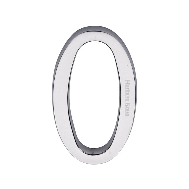 Heritage Brass Door Furniture Polished Chrome / Numerals / 0 Heritage Brass - Numeral 0 Concealed Fix 76mm (3") Polished Chrome finish
