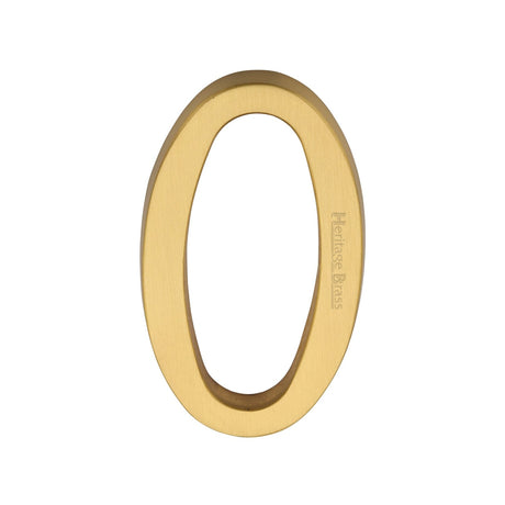 Heritage Brass Door Furniture Satin Brass / Numerals / 0 Heritage Brass - Numeral 0 Concealed Fix 76mm (3") Satin Brass finish