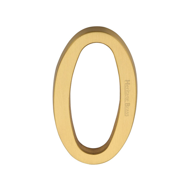 Heritage Brass Door Furniture Satin Brass / Numerals / 0 Heritage Brass - Numeral 0 Concealed Fix 76mm (3") Satin Brass finish