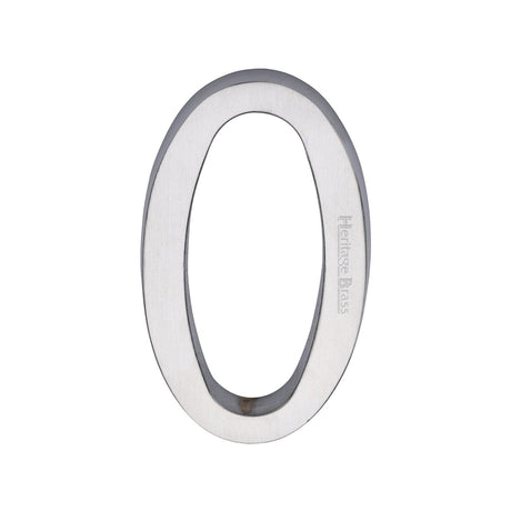 Heritage Brass Door Furniture Satin Chrome / Numerals / 0 Heritage Brass - Numeral 0 Concealed Fix 76mm (3") Satin Chrome finish