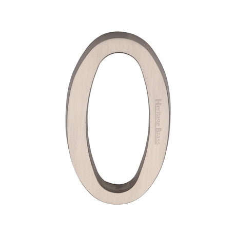 Heritage Brass Door Furniture Satin Nickel / Numerals / 0 Heritage Brass - Numeral 0 Concealed Fix 76mm (3") Satin Nickel finish