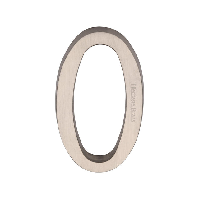 Heritage Brass Door Furniture Satin Nickel / Numerals / 0 Heritage Brass - Numeral 0 Concealed Fix 76mm (3") Satin Nickel finish